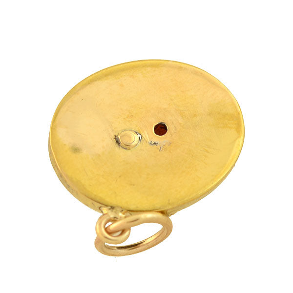 Victorian Style 14K Gold Carved Garnet and Pearl Jockey Cap Charm Pendant - Elegant Jewelry Gift for Equestrian Lovers, Perfect for Necklaces & Charm Bracelets