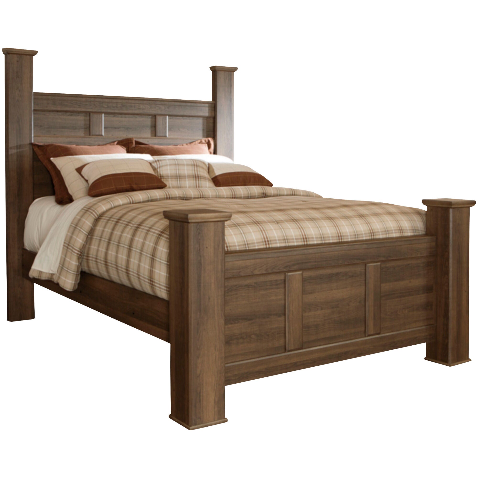 Juararo Poster Bed Frame - Queen Size Wooden Canopy Bed with Headboard - Perfect for Master Bedroom, Guest Room & Bohemian Style Decor