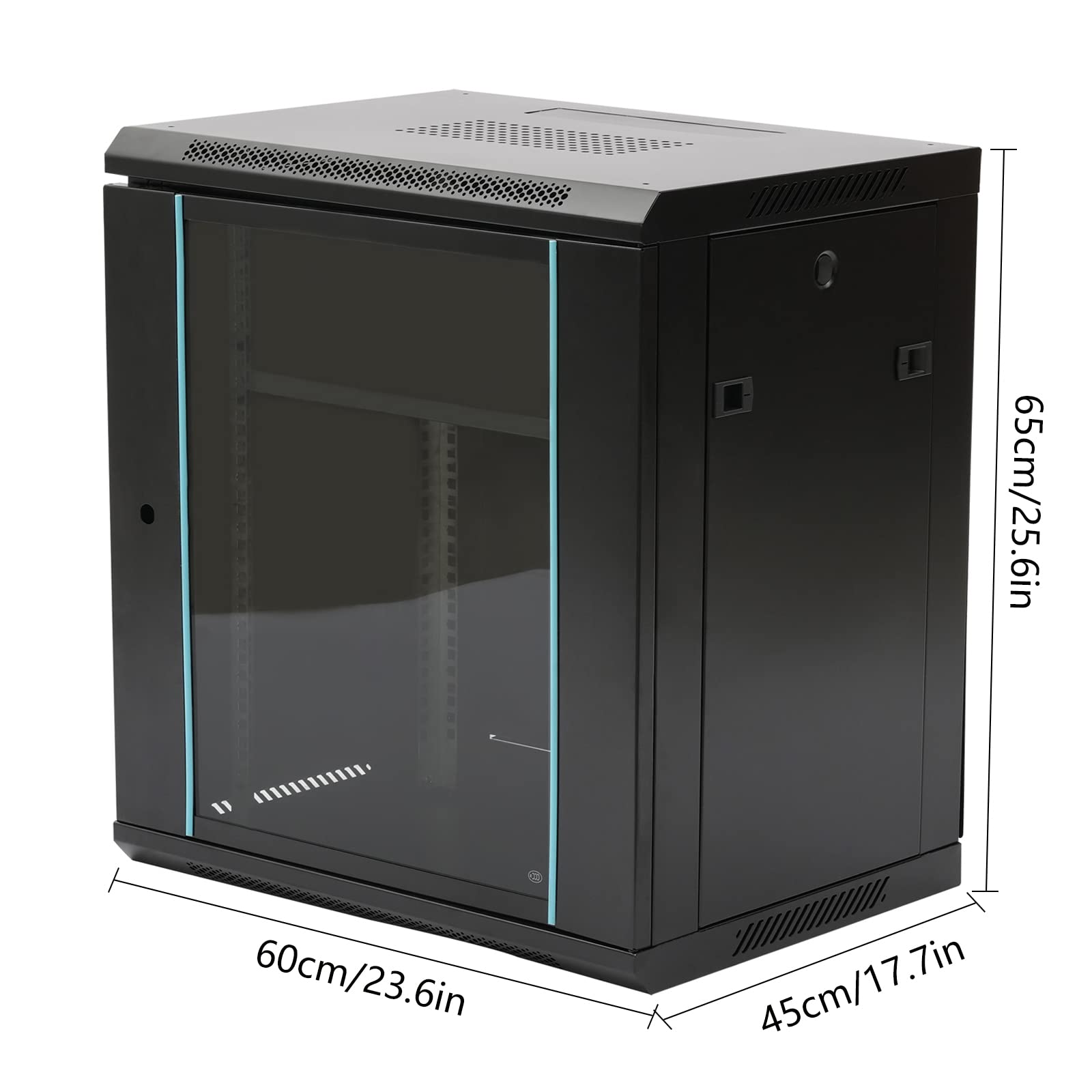 12U 19 Inch Wall Mount Network Rack Cabinet - 450mm Deep Black Server Rack with Tempered Glass Door & Ventilation for IT Equipment - Perfect for Home Office, Data Center, and Network Closet Organization