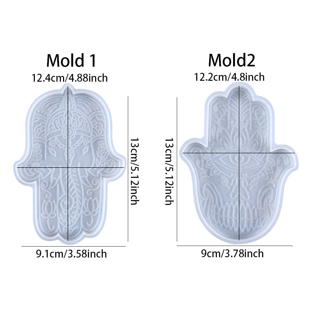 FineInno 2-Piece Resin Coaster Molds Set - Fatima Hand & Hamsa Silicone Molds for DIY Epoxy Resin Crafts, Cup Mats, Home Decor - Perfect for Coasters, Wall Art, and Gift Making