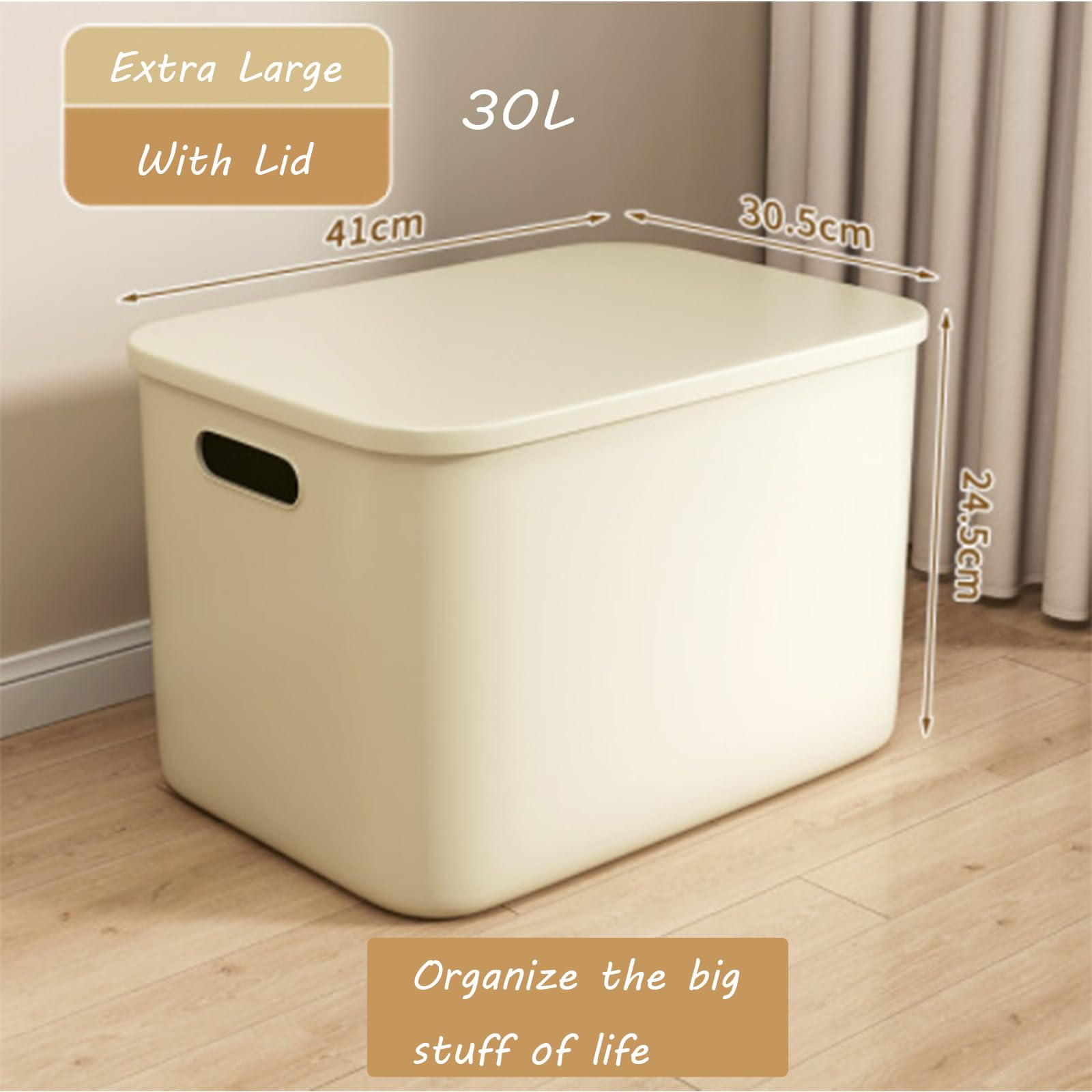 Japanese Style Plastic Desktop Organizer with Lid - Cream Wind Storage Basket for Office, Dorm & Home | Perfect for Organizing Snacks, Cosmetics, Stationery & Small Items