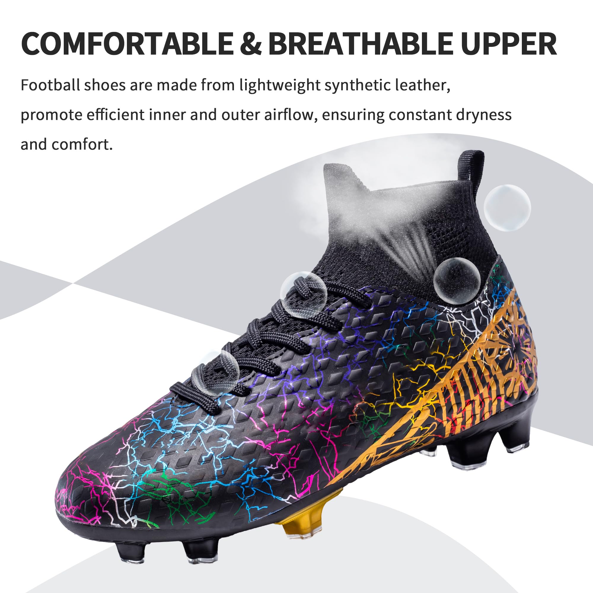 Men's & Women's Soccer Cleats - Lightweight High-Top Football Boots for Outdoor Training & Ground Athletic Performance | Perfect for Soccer Matches, Practice & Turf Games