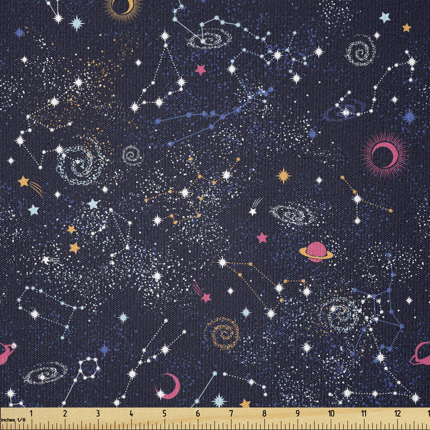 Lunarable Constellation Fabric by The Yard - Star Clusters, Galaxies & Planets Astrology Themed Stretch Knit Fabric for DIY Clothing, Sewing & Craft Projects (10 Yards, Space Blue) | Perfect for Cosplay Costumes, Home Decor & Astronomy-Themed DIY Gifts