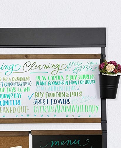 1Thrive Sarah Home Planning & Organizing System - Large Whiteboard, Chalkboard & Cork Board Combo with Liquid Chalk Markers | Perfect for Home Office, Kitchen, Classroom & Family Organization