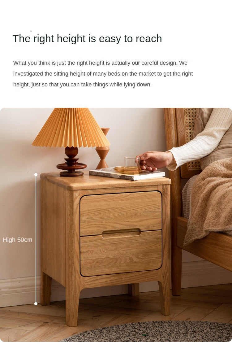 Solid Oak Wood Nightstand - Sturdy Bedside Table with Drawer for Bedroom, Living Room, or Guest Room - Perfect for Storage and Decor