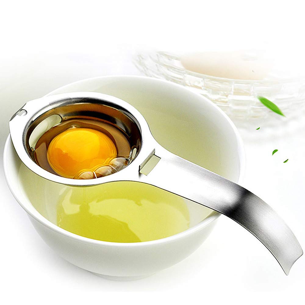 Premium Stainless Steel Egg Separator - Dishwasher Safe Egg Yolk & White Separator Tool with Fine Mesh Filter - Perfect for Baking, Cooking & Healthy Recipes (Silver)