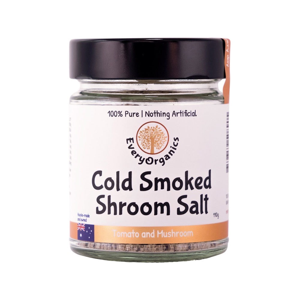 Organic Cold Smoked Mushroom Salt with Tomato Flavor - 110g | Gourmet Seasoning for Steaks, Pasta & Vegan Dishes | Premium Umami Enhancer