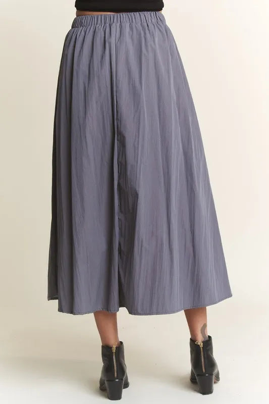Stylish Drawstring Waist Crinkle Skirt for Women - Summer Boho Flowy Midi Skirt with Elastic Waistband | Perfect for Beach, Vacation, and Casual Outfits