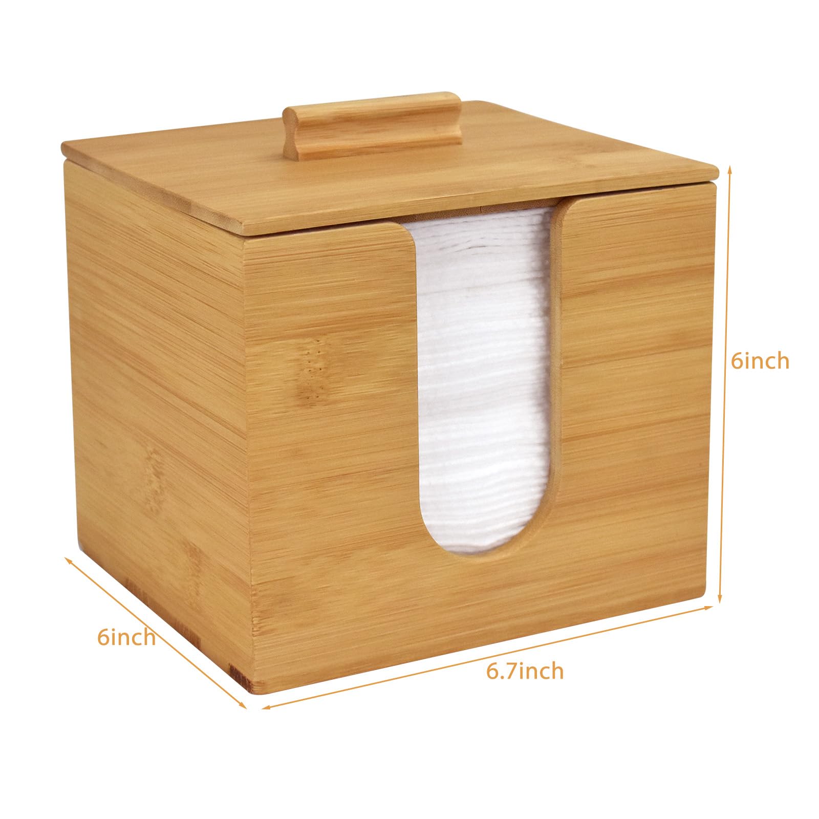 Eco-Friendly Bamboo Box for XL Clean Towels & Face Towels | Disposable Makeup Remover Wipes Organizer | Skin Care & Beauty Storage Container | Perfect for Bathroom Vanity, Spa & Travel