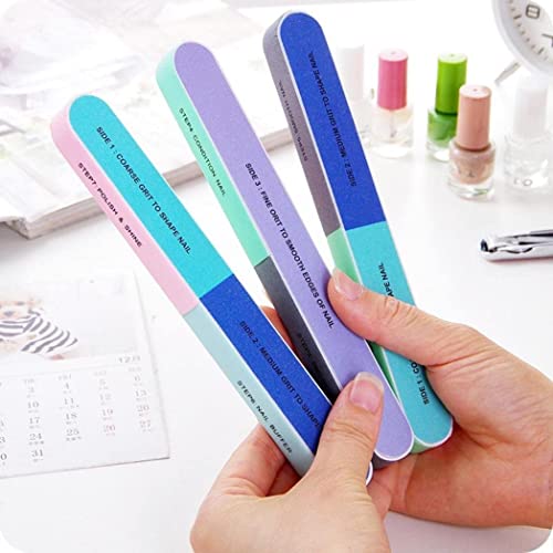 Professional A2k Zone Nail Buffer & Sponge File - Double-Sided Manicure Pedicure Sanding Tool (7 Multi-Color Set) for Salon & Home Nail Care