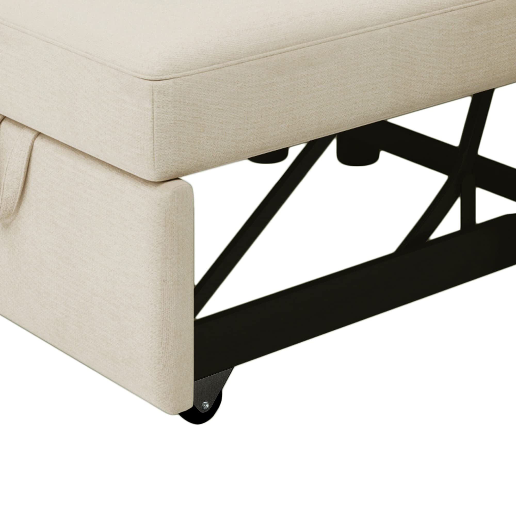 3-in-1 Pull Out Sleeper Chair Convertible to Single Bed - Comfortable Sofa Bed for Small Spaces, Guest Room & Studio Apartments - Beige