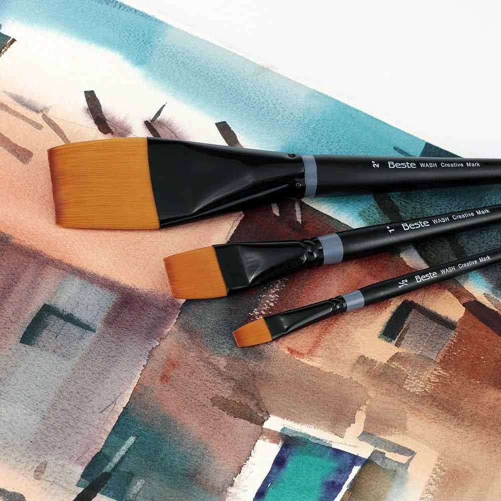 Creative Mark Beste Golden Taklon Hair Paint Brushes - 1/4