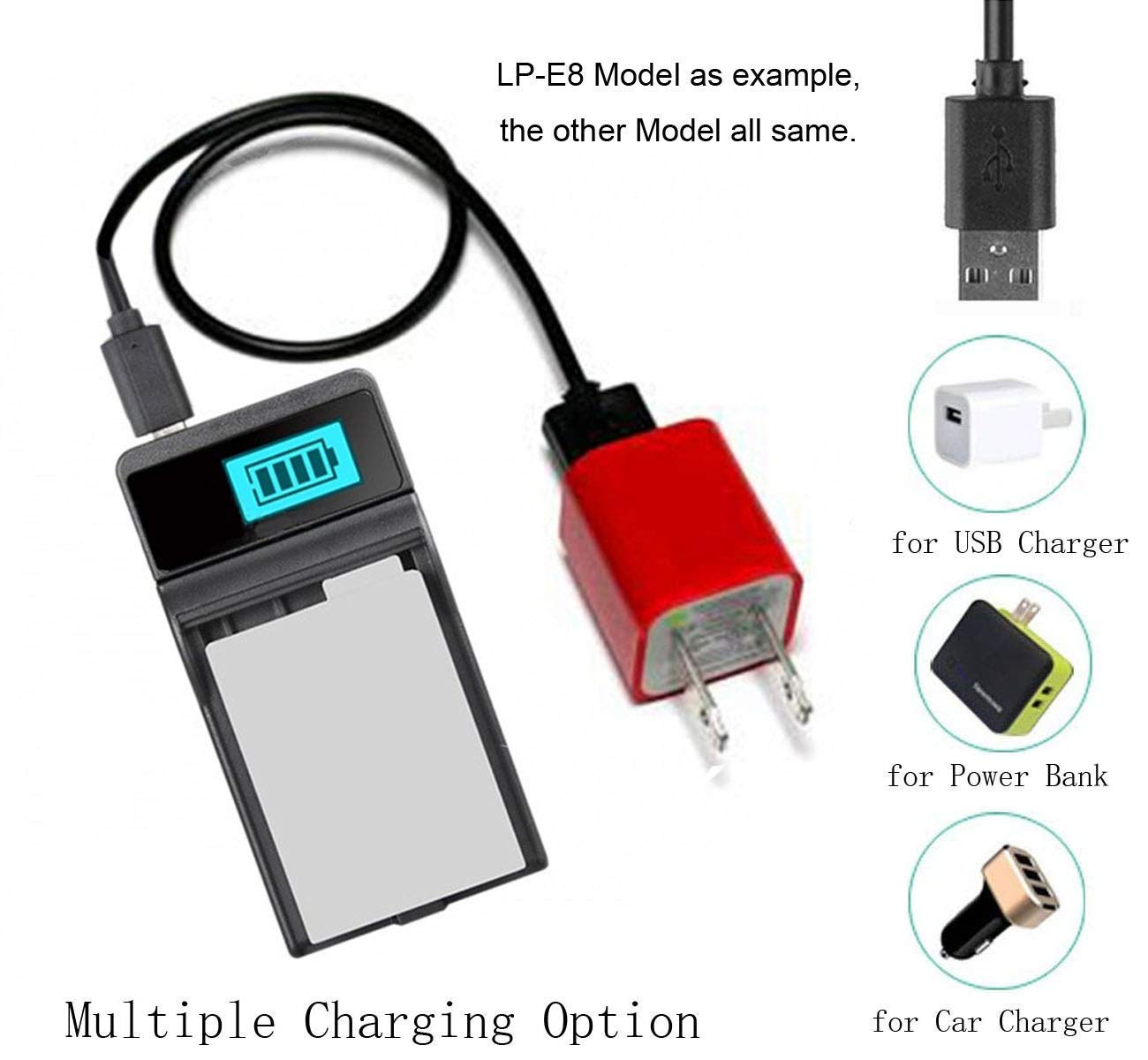Canon VIXIA HF R50 HF R52 HF R500 HD Camcorder LCD USB Battery Charger - Replacement Power Supply for Travel, Vlogging & Outdoor Filming