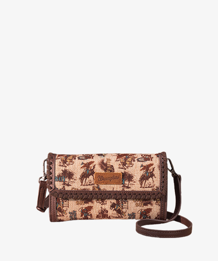 Wrangler Cowboy Print Mini Crossbody Bag for Women - Western Style Leather Purse - Perfect for Concerts, Rodeos & Everyday Use