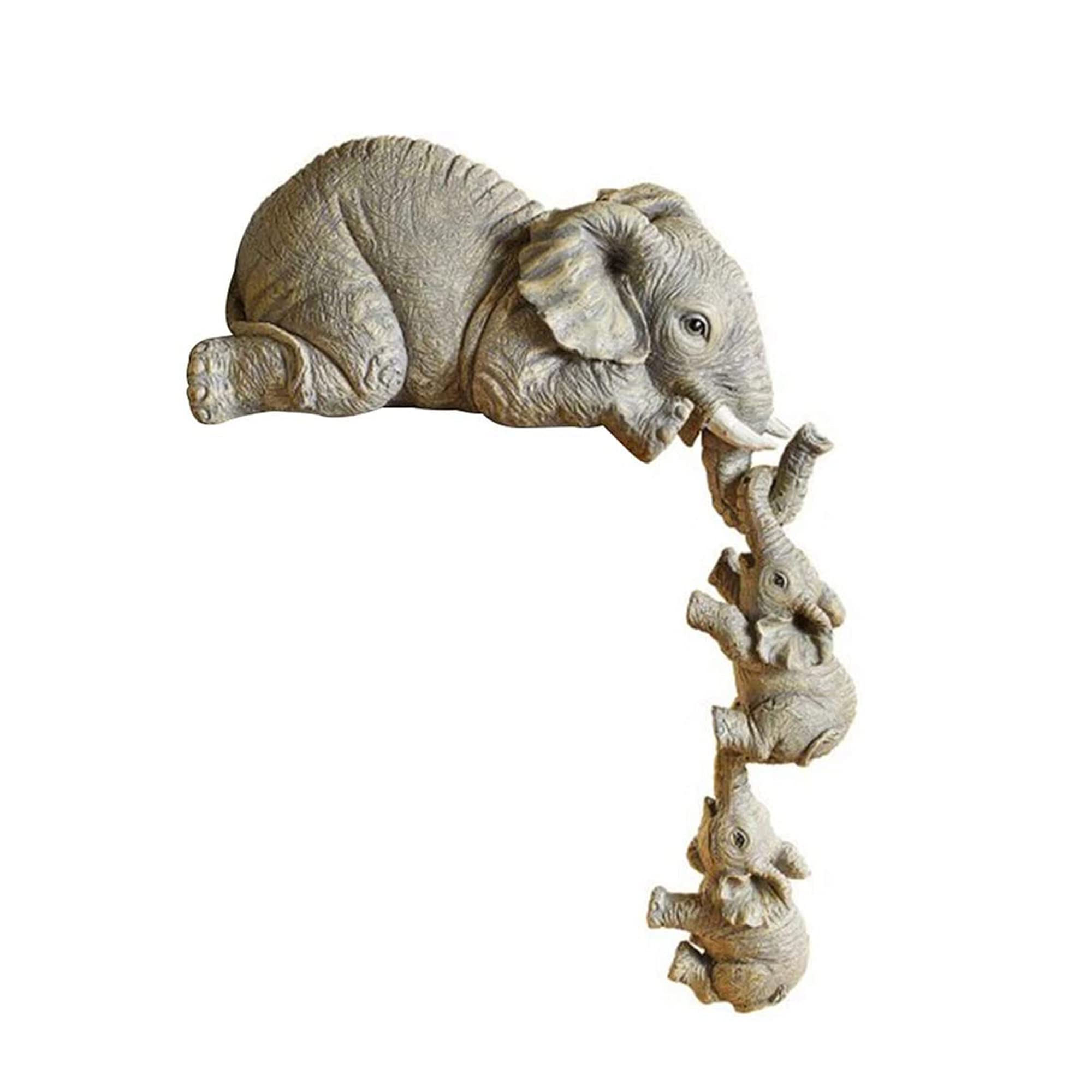 Elephant Resin Decoration - Handcrafted Gray Elephant Ornament for Home & Office Desk Decor - Perfect for Living Room, Bedroom, or Workspace Decorating