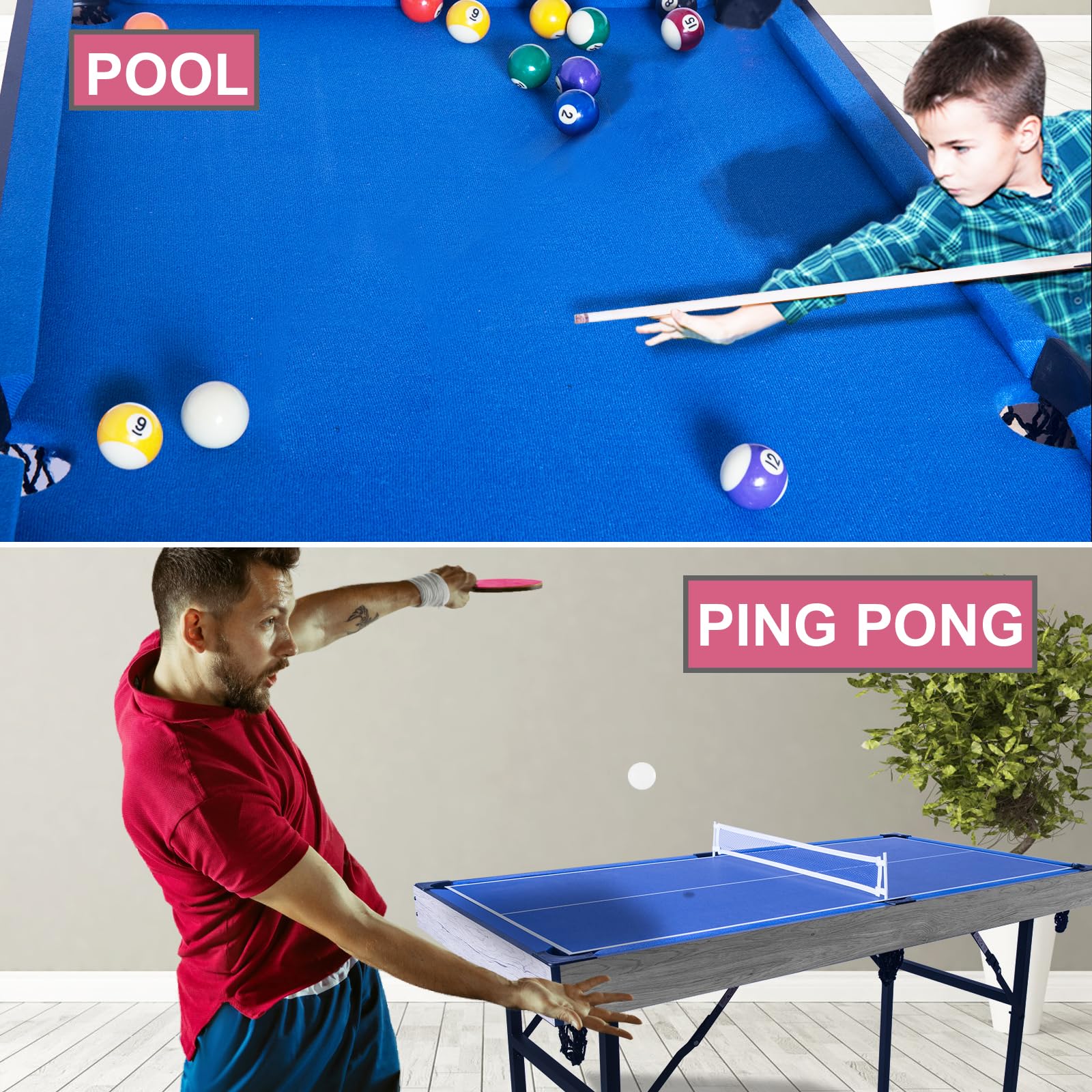 Premium Multi-Game Table Set - Table Tennis, Bowling, Shuffleboard & Air Hockey for Indoor Fun | Perfect for Game Rooms, Basements & Family Entertainment