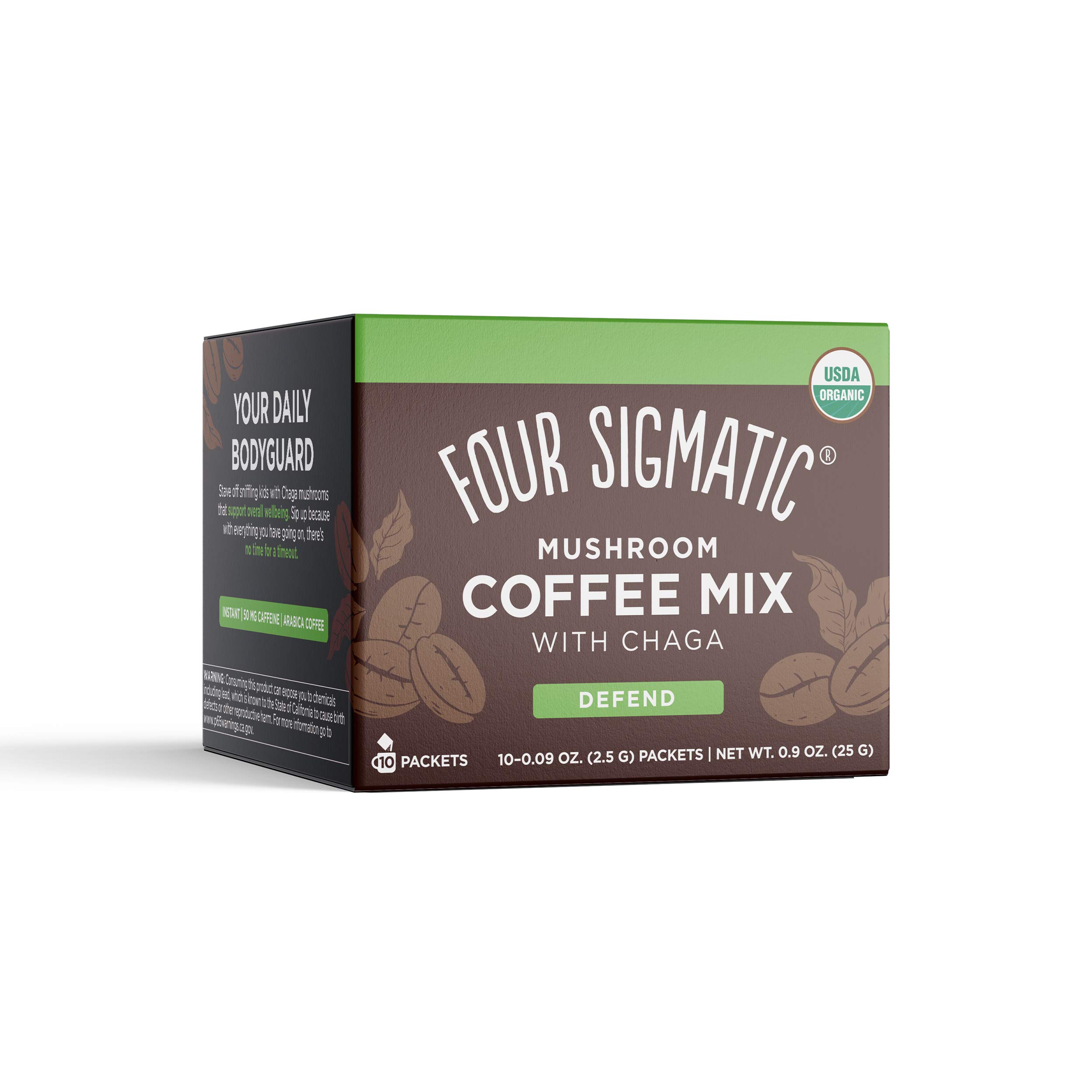 Four Sigmatic Organic Lion's Mane Mushroom Coffee Powder - Brain Boosting Mushroom Elixir for Focus & Memory - Perfect for Morning Energy & Work Productivity