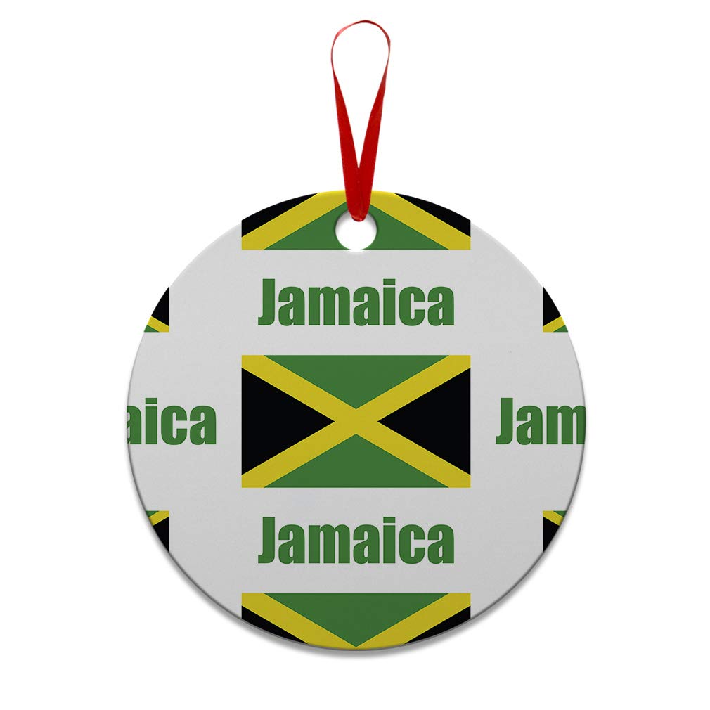 Jamaica Flag Aluminum Christmas Ornament - Round Holiday Tree Decoration for Xmas, Festive Home & Party Decor