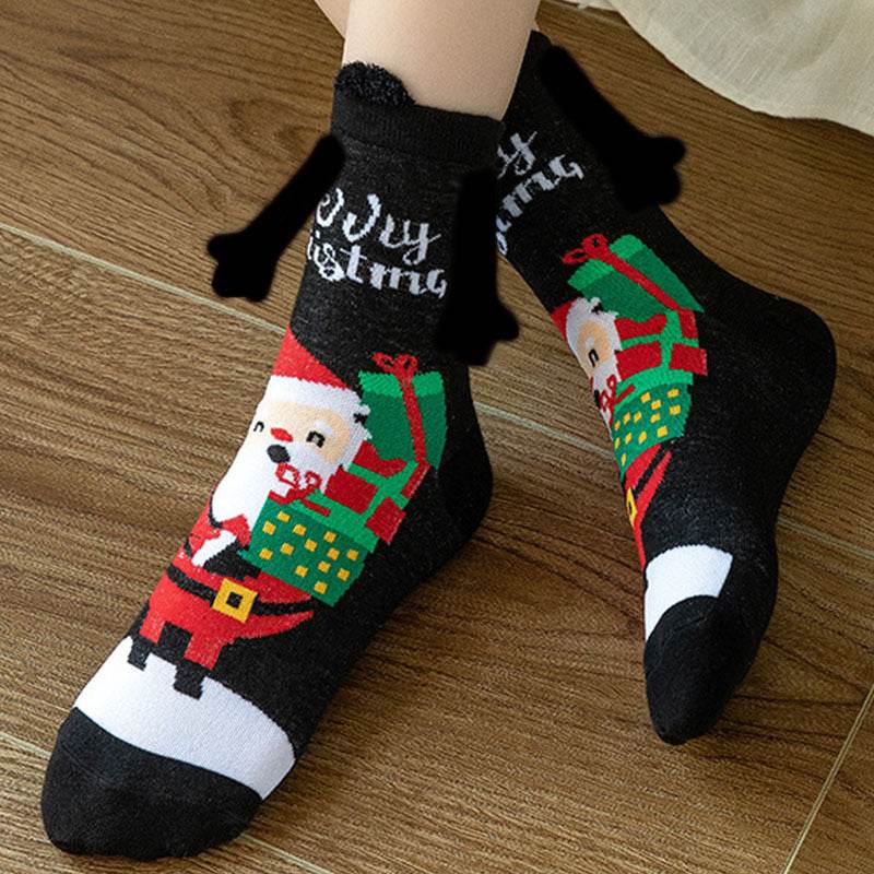 Cozy Christmas Socks for Hand Holding - Warm Holiday Couple Socks for Christmas Gifts, Stocking Stuffers & Romantic Winter Nights