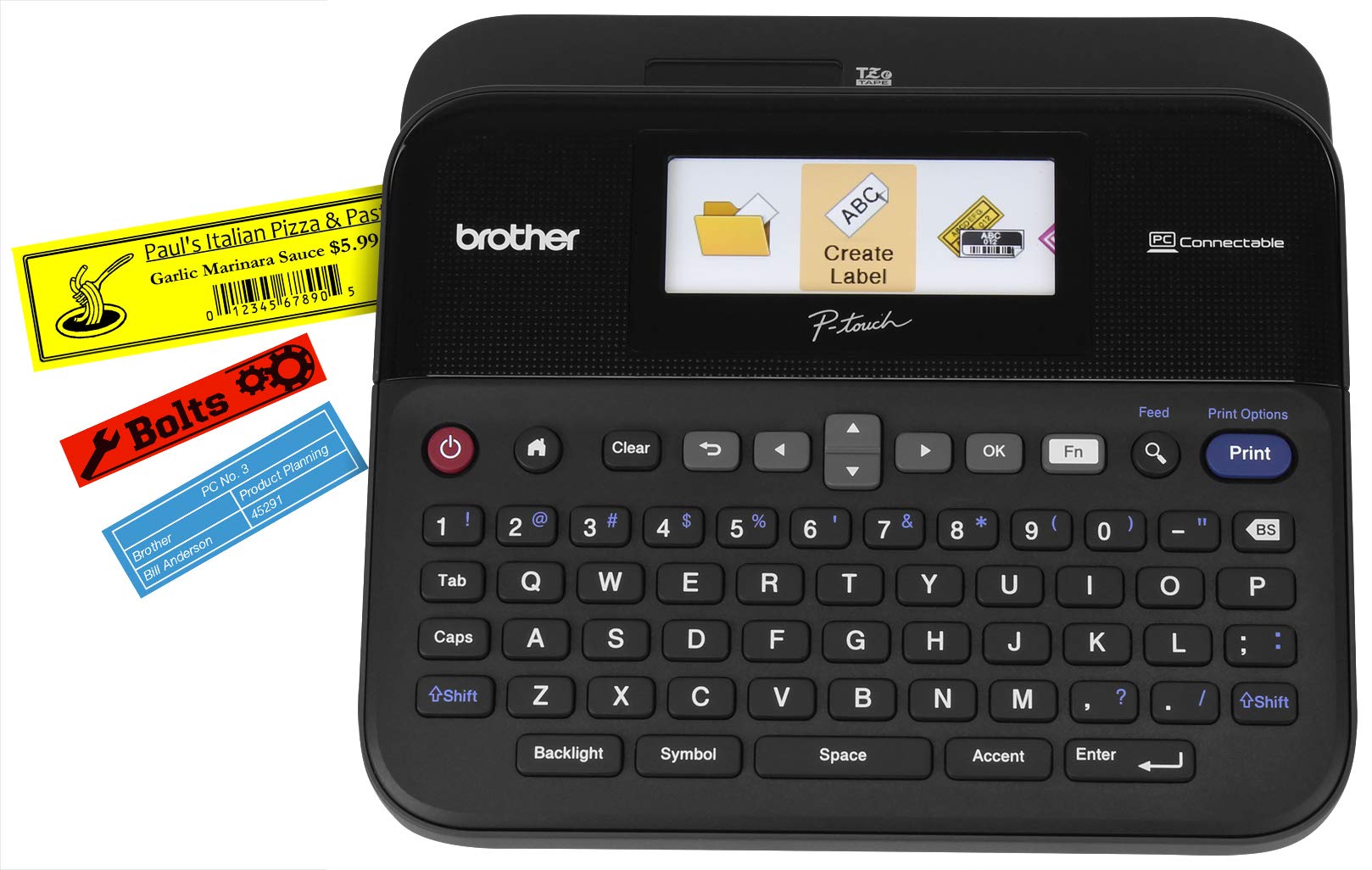 Brother RPTD600 Color LCD Label Maker - Premium Renewed Black Label Printer for Office, Home & Craft Organization | Perfect for Filing, Storage & DIY Projects