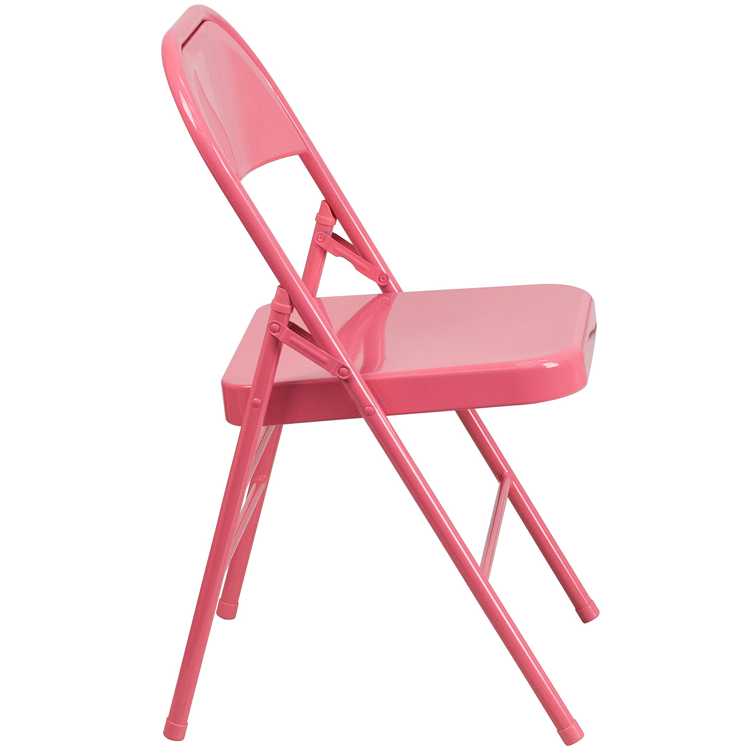 Flash Furniture 2-Pack HERCULES COLORBURST Series Bubblegum Pink Metal Folding Chairs - Heavy Duty Triple Braced & Double Hinged for Indoor/Outdoor Events, Parties, Weddings & Camping