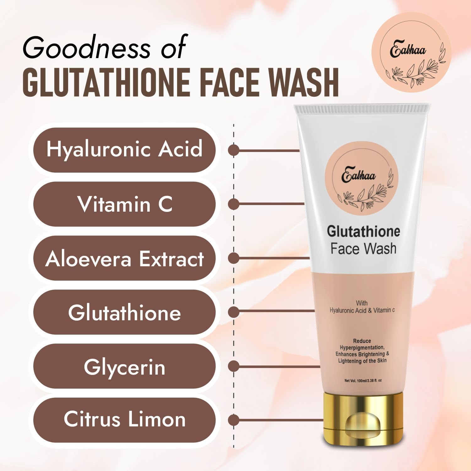 Eabhaa Vitamin C & Glutathione Face Wash & Moisturizer Combo Pack - Oil Control, Brightening Facial Cleanser for All Skin Types (100ml) | Daily Skincare Routine for Women & Men