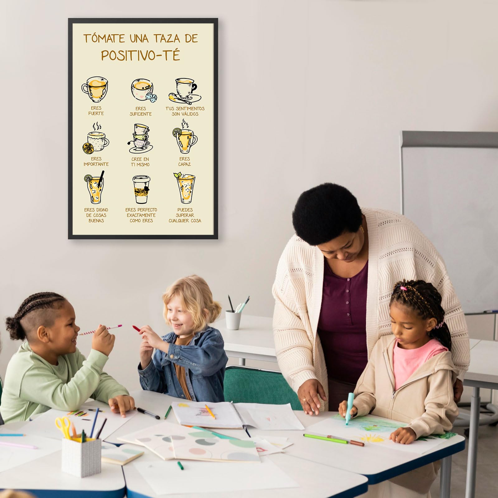 LOLUIS Mental Health Poster - Spanish Educational Art Print for Classroom & Therapy Office Decor (Positive Affirmations, Custom Framing Options) - Perfect for Schools, Counseling Centers & Home Wellness Spaces