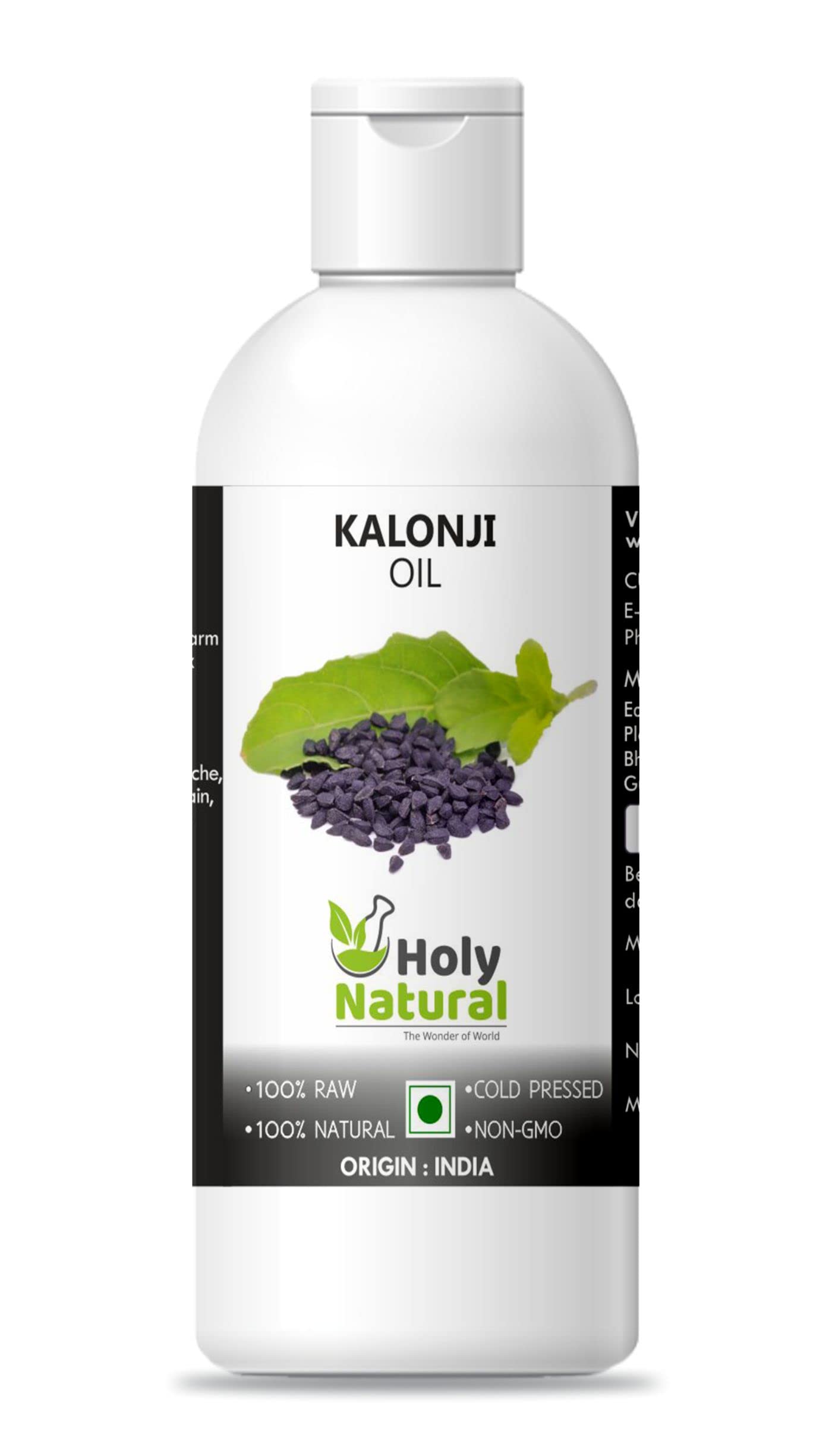 Pure Holy Natural Kalonji Oil (Black Seed Oil/Nigella Sativa) 100ml - Cold Pressed, Unrefined for Hair Growth, Skin Care & Immunity Support | Promotes Weight Loss, Reduces Hair Fall & Enhances Skin Glow | Perfect for Cooking, DIY Beauty & Wellness Routines