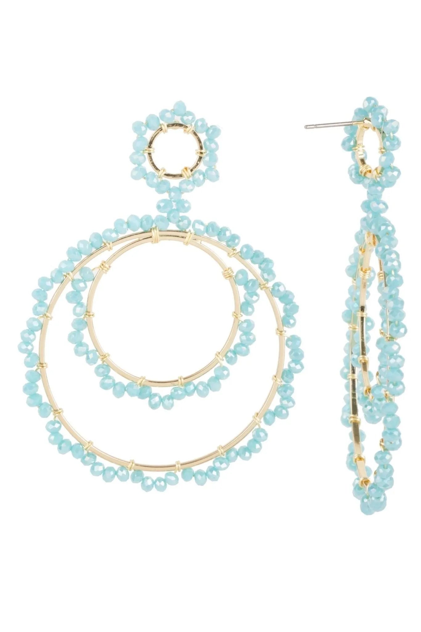 Paradise Hoop Earrings for Women - 14K Gold Plated Trendy Dangle Drop Earrings - Perfect for Parties, Weddings & Everyday Wear