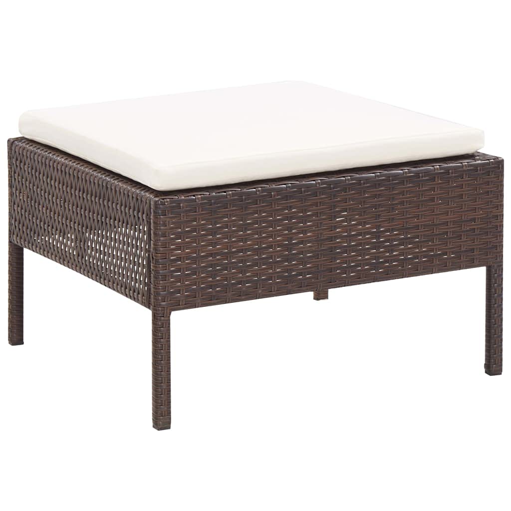5-Piece Brown Poly Rattan Garden Sofa Set with Cushions & Coffee Table - Lightweight Outdoor Patio Furniture for Lounge, Backyard, Poolside & Garden Relaxation