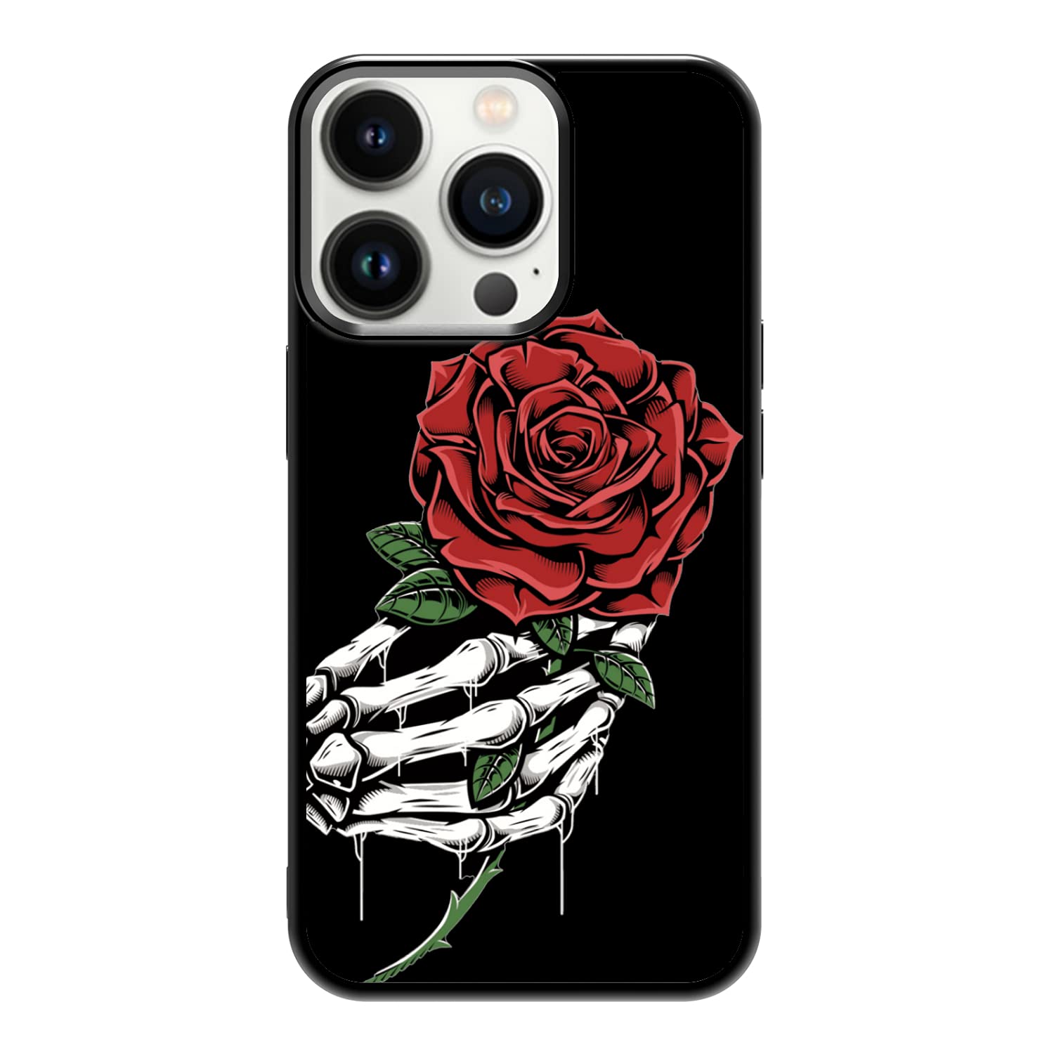 FANXI Rose Skeleton Shockproof Phone Case for iPhone 13 Pro (6.1 Inch) - Cute Protective Cover for Men, Women & Kids - Perfect for Everyday Use, Gift Giving & Fashion Accessories