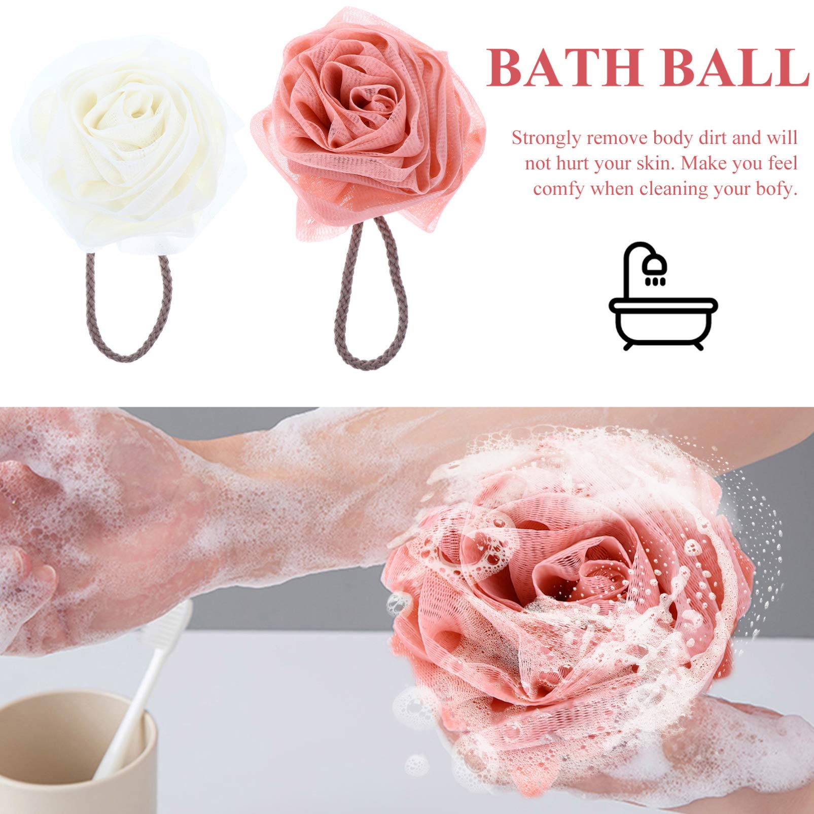 Exfoliating Body Scrubber & Bath Sponge Set - 2 Pack Mesh Loofah Poufs for Women & Girls | Deep Cleansing Shower Sponges with Gentle Exfoliation | Perfect for Daily Shower, Spa Day & Skin Care Routine