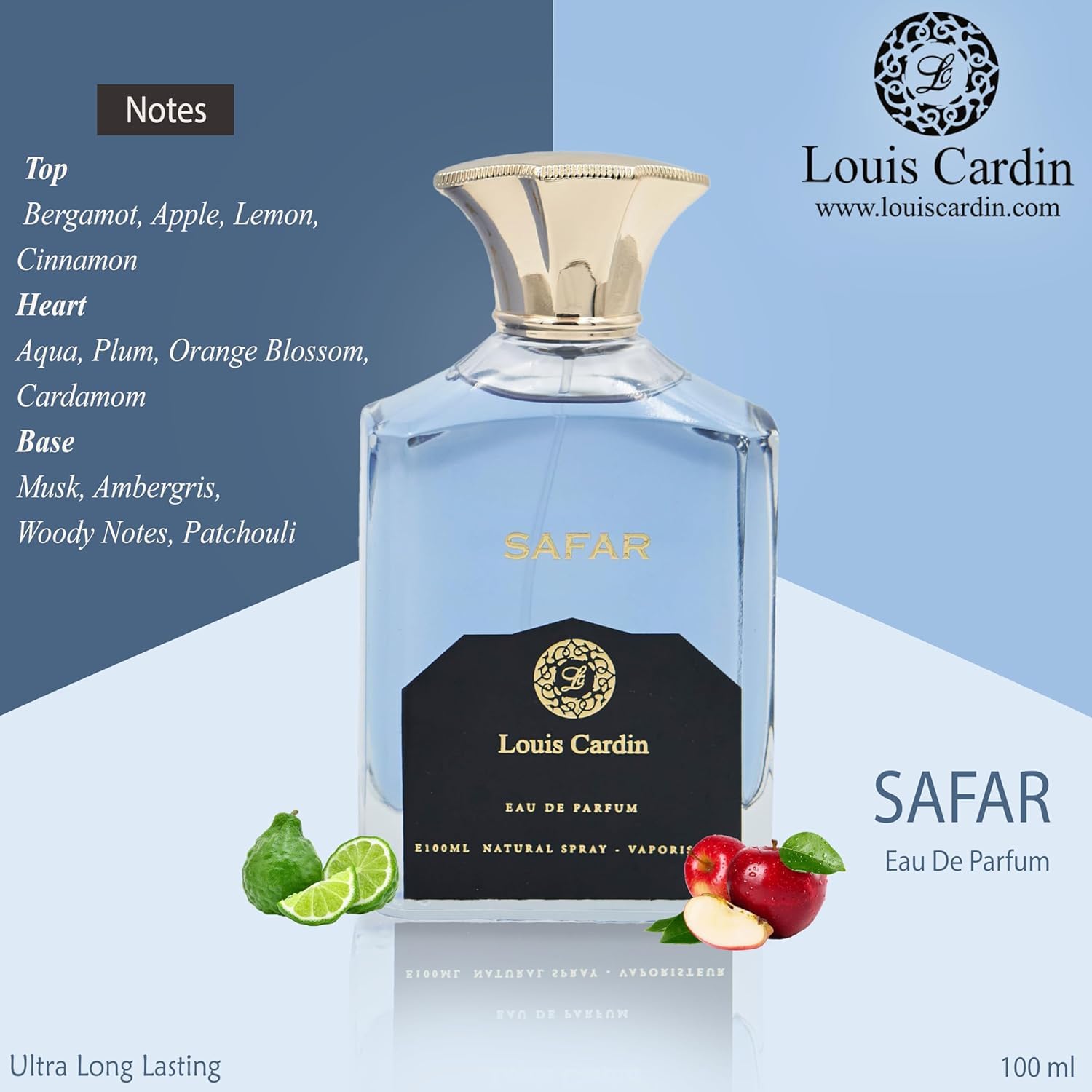 Louis Cardin Safar Eau De Parfum for Men - 100ml Long Lasting Cologne with Strong Fragrance | Luxury Men's Perfume Gift Set | Perfect for Date Night, Office & Special Occasions