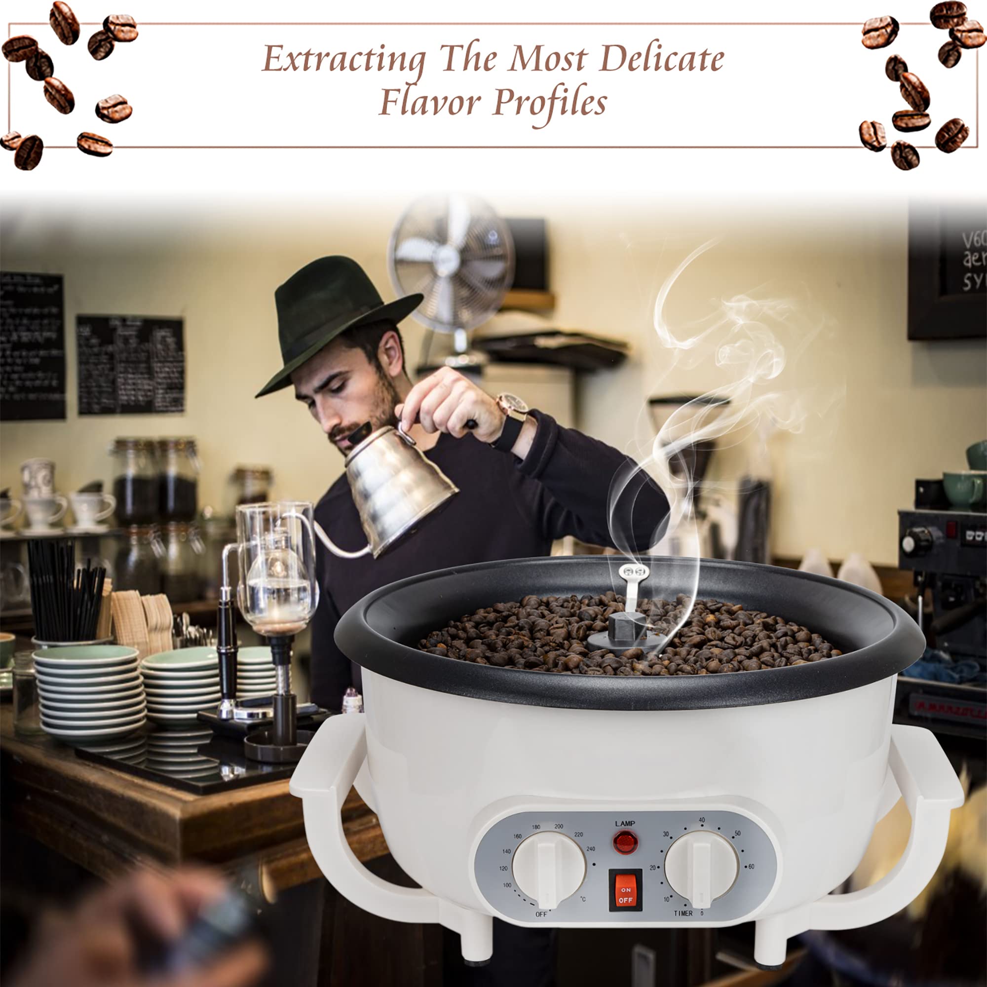 110V Home Coffee Roaster Machine with Timer - Large Batch Coffee Bean Roaster for Beginners | Perfect for Roasting Coffee Beans, Nuts, Peanuts & Chestnuts at Home