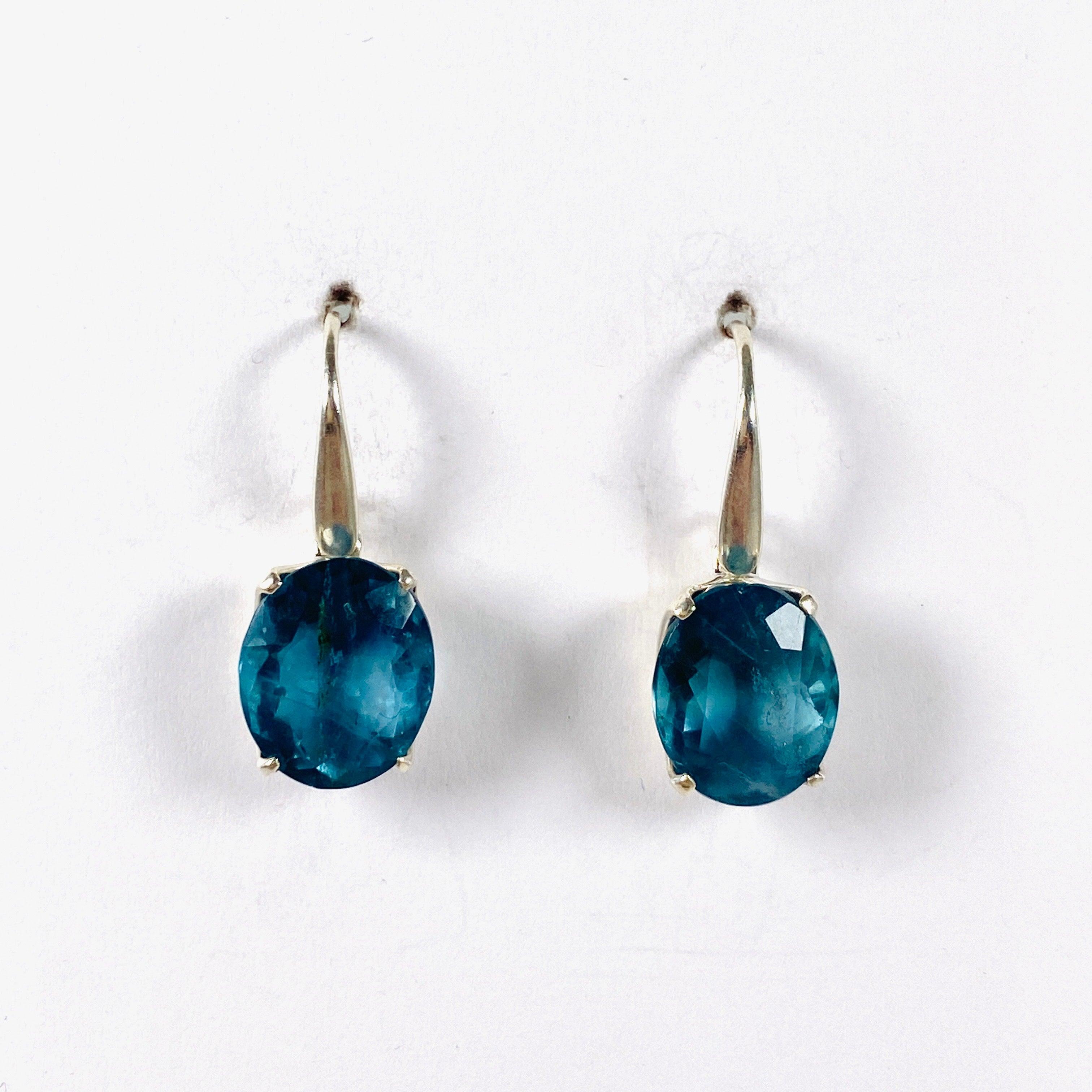 Fluorite Oval Faceted Earrings for Women - Natural Stone Dangle Earrings - Elegant Jewelry Gift for Her - Perfect for Parties, Weddings & Special Occasions