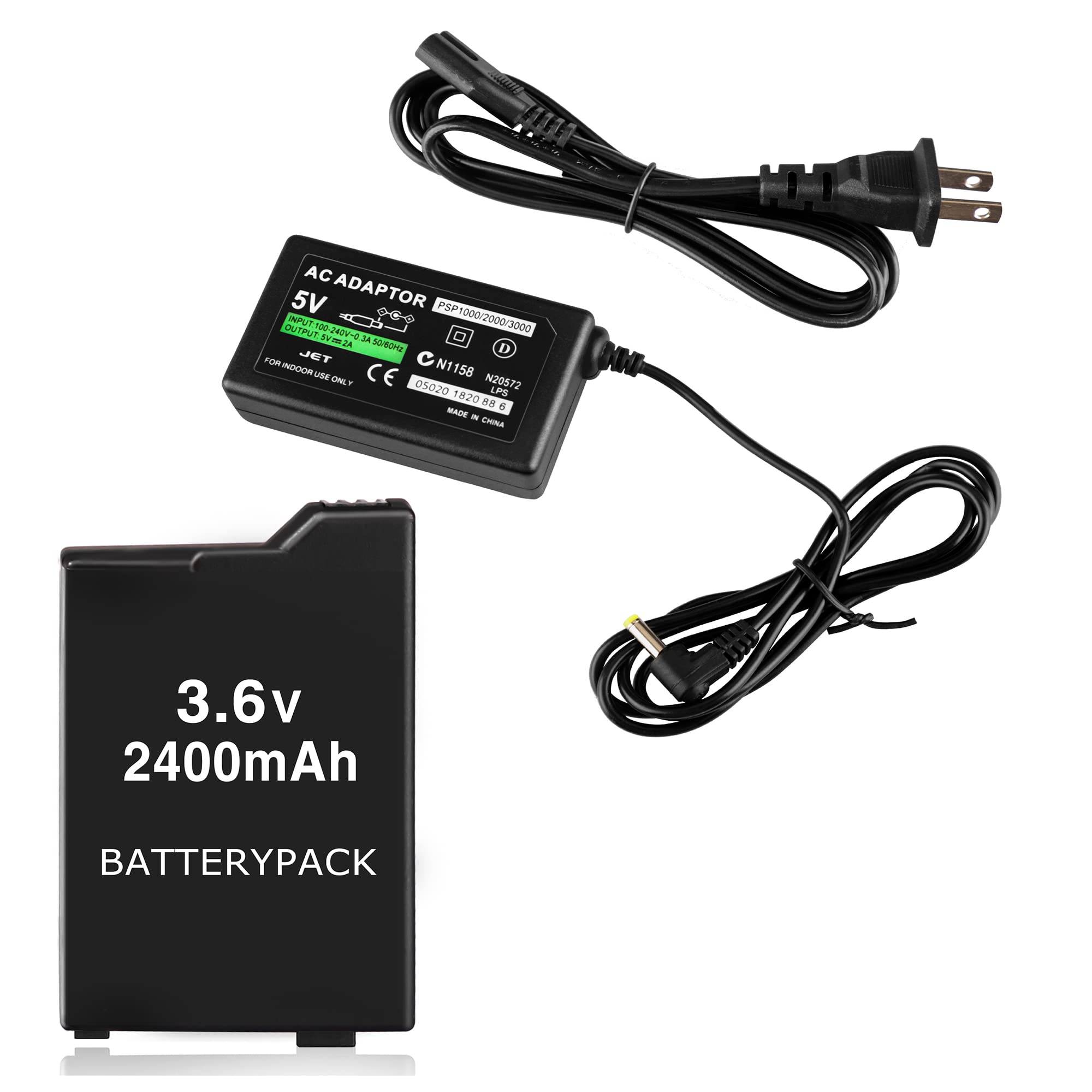 Original PSP Charger & Battery Replacement Bundle - Compatible with Sony PSP 2000/3000/PSP-S110 - Fast Charging & Long-Lasting Power for Gaming On-The-Go (Perfect for Travel, Commuting & Home Entertainment)
