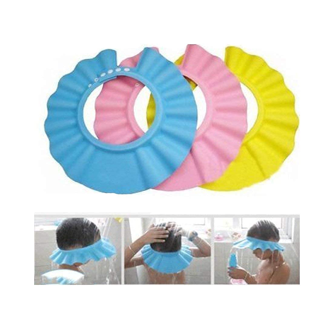 Tlismi Soft Adjustable Baby Shower Cap for Hair Washing - Waterproof Eye & Ear Protection - Blue - Perfect for Toddler Bath Time & Sensitive Skin Care