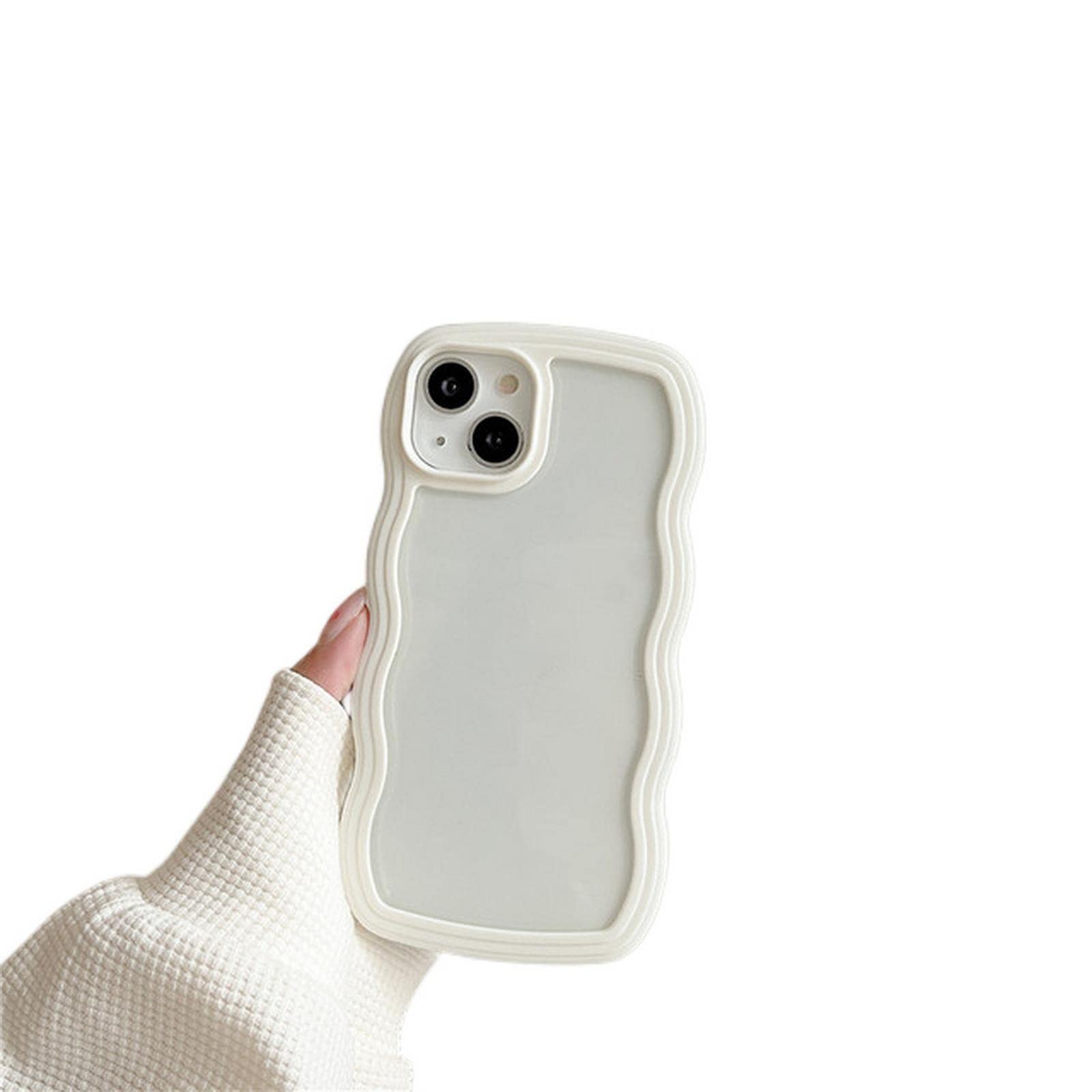 FORKIS Cute Wavy Frame Shockproof Bumper Case for iPhone 13 12 11 Pro Max - Clear Hard PC Cover for iPhone 11 (White) - Perfect for Everyday Protection & Stylish Look