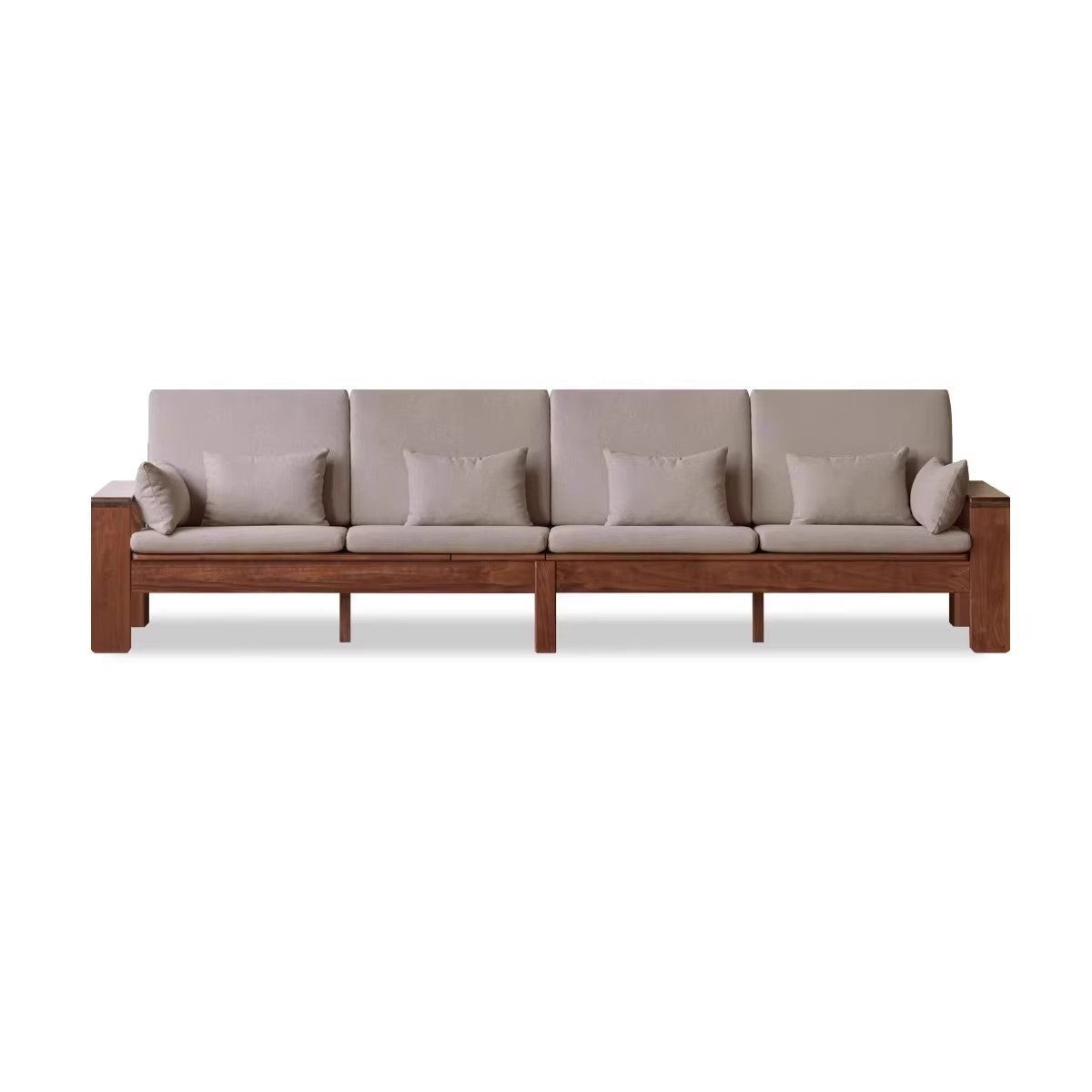 Premium Black Walnut Solid Wood Fabric Sofa - Modern Nordic Style 2-in-1 Convertible Sofa Bed for Living Room & Guest Room | Durable & Stylish Home Furniture