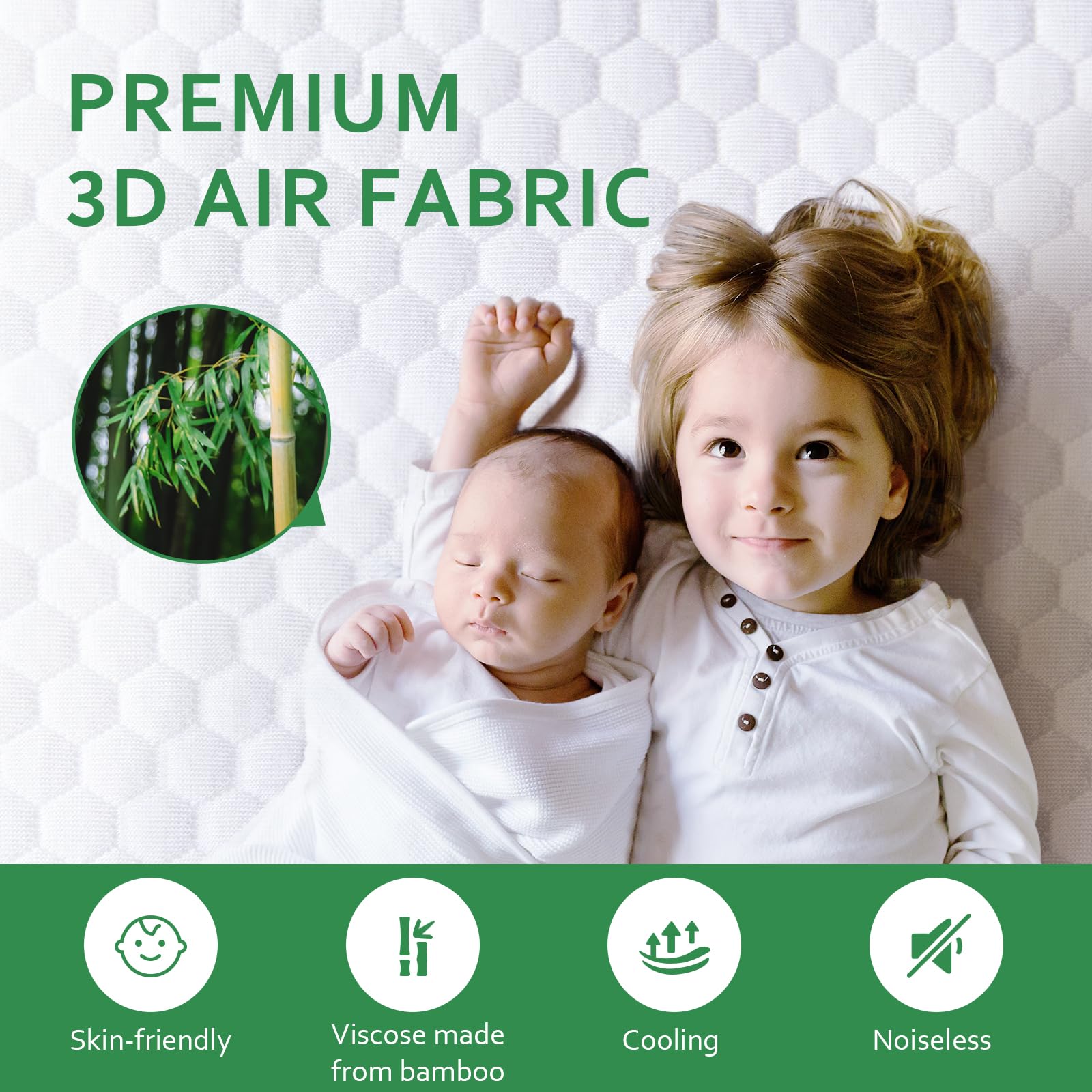 Waterproof Cooling Queen Mattress Protector - Bamboo Viscose 3D Breathable Fabric, Fitted 8-18 Inch Deep Pocket, Washable & Noiseless (White) - Perfect for Hot Sleepers & Allergy Relief