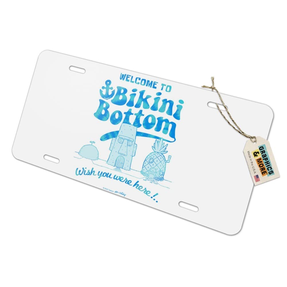 SpongeBob Bikini Bottom Welcome Novelty Metal Vanity License Plate - Fun Car Decor for SpongeBob Fans | Perfect for Bedrooms, Cars & Gifts