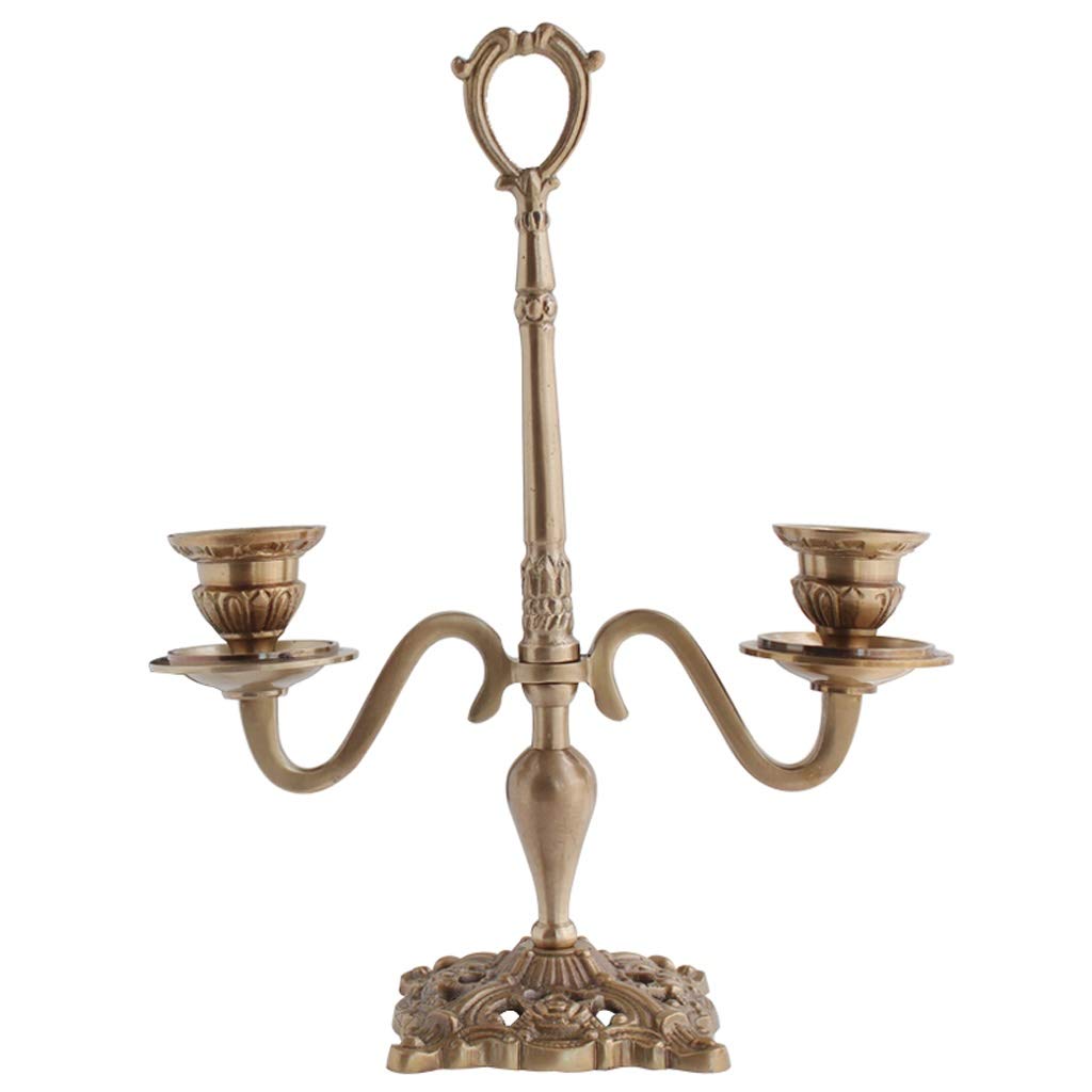 Vintage Metal Candle Holder - 2-Arm Candelabra for Wedding Decor, Romantic Dinner & Home Decoration | Rustic Table Centerpiece for Dining Room, Hotel, and Special Events