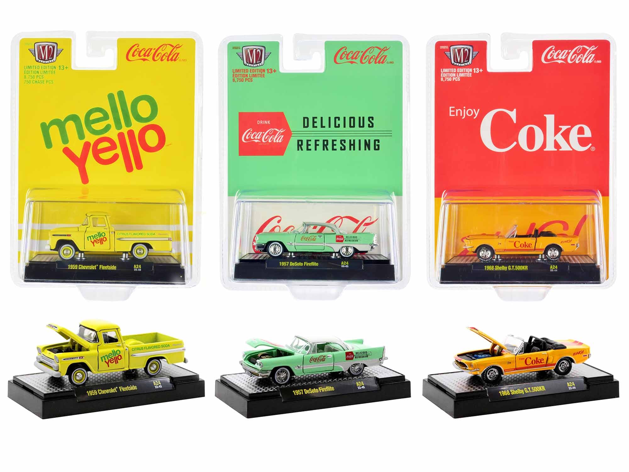 M2 Machines 1/64 Scale Diecast Model Cars - Limited Edition Sodas Set of 3 (Only 8,750 Worldwide) - Perfect for Collectors, Display & Gift Giving