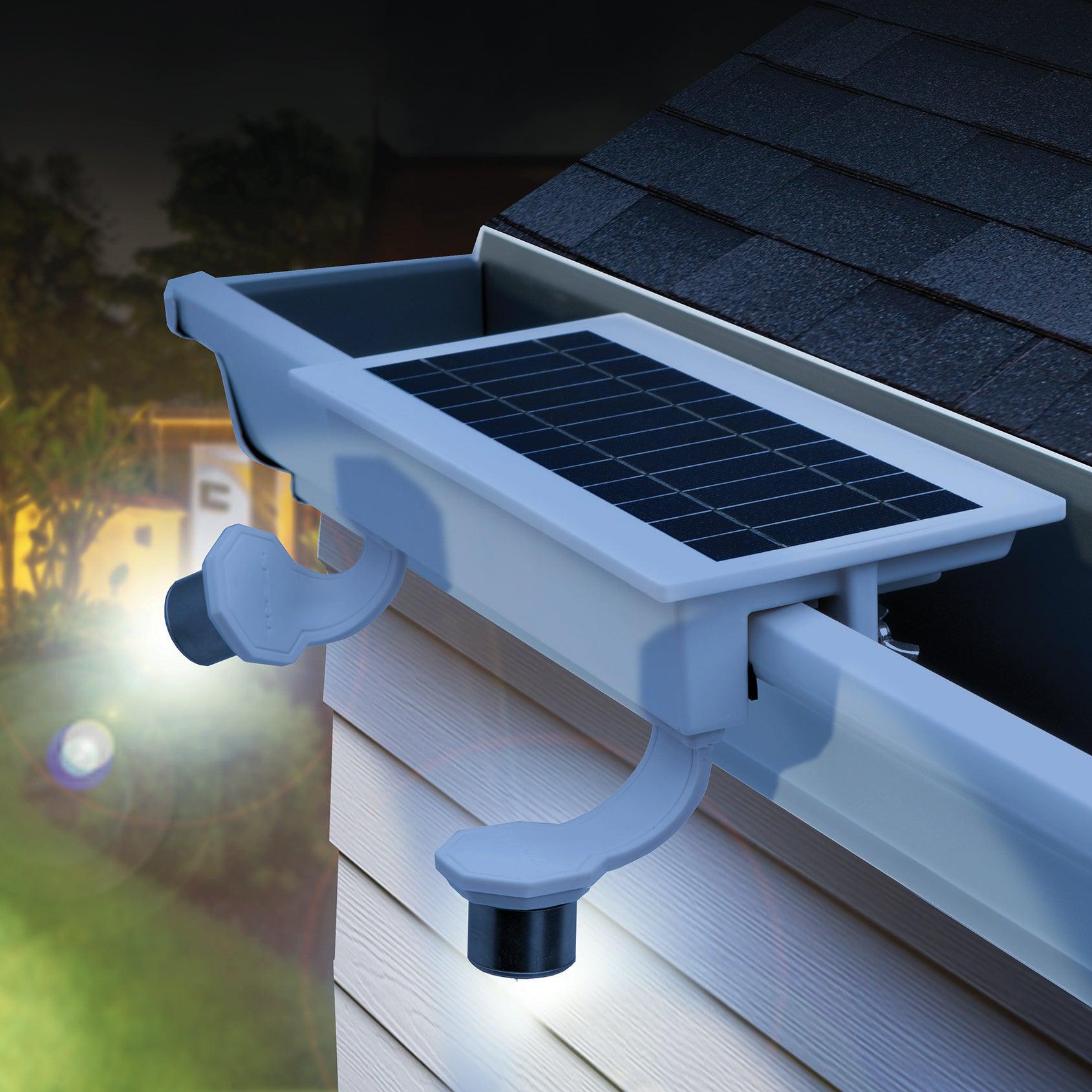 EZ Solar Home Security FLEXIT Spotlight - Gutter Mounted Outdoor Solar Light for Home & Garden Security - Perfect for Driveway, Pathway, and Backyard Lighting