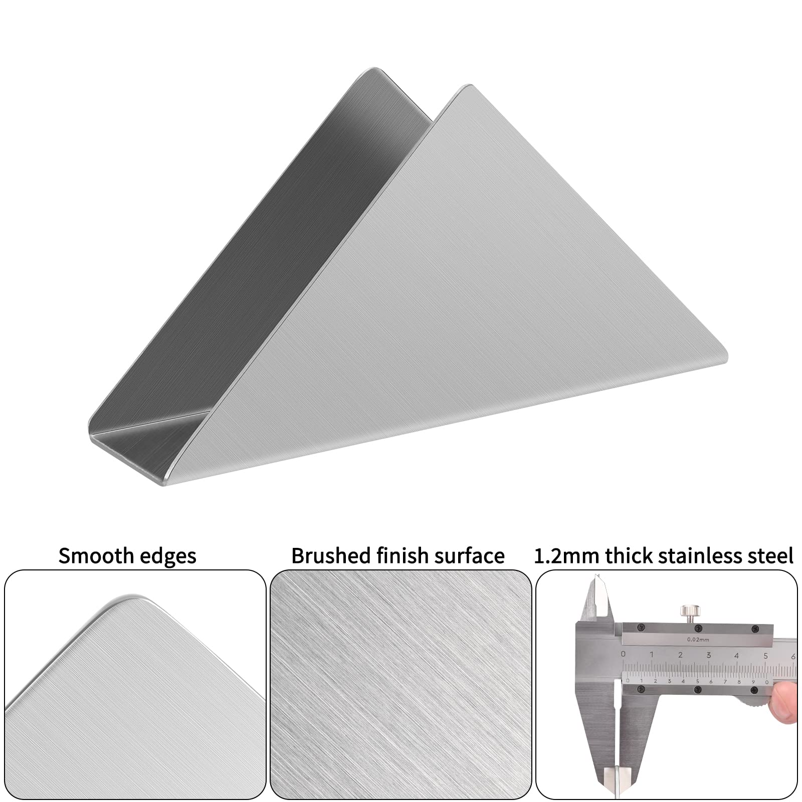 Premium 304 Stainless Steel Napkin Holder - Modern Triangle Cocktail Napkin Dispenser for Kitchen Countertops, Dining Tables, Bars & Picnics | Durable & Stylish Tabletop Organizer for Restaurants, Home & Outdoor Use