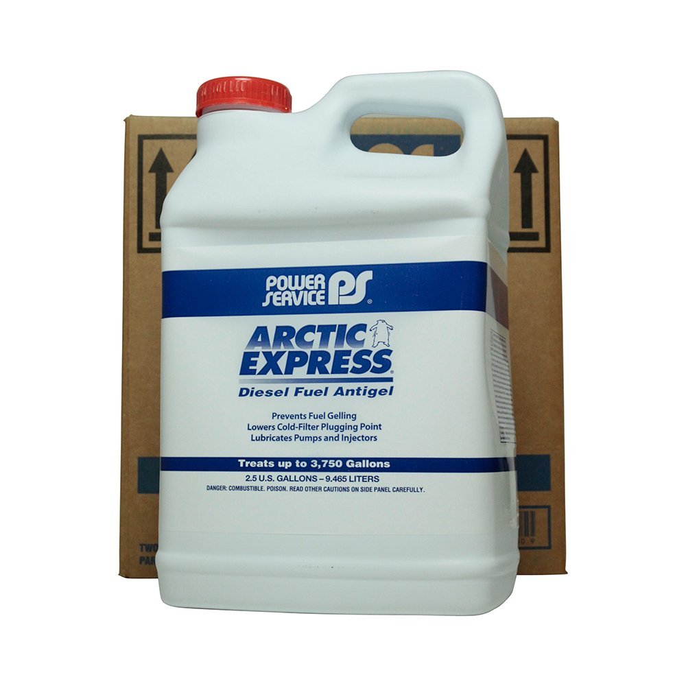 Power Service Arctic Express Antigel Diesel Fuel Additive - 2 Gallon & 2.5 Gallon Bottles - Prevents Gelling in Cold Weather, Improves Fuel Flow - Ideal for Winter Trucking, Heavy Equipment & Generators