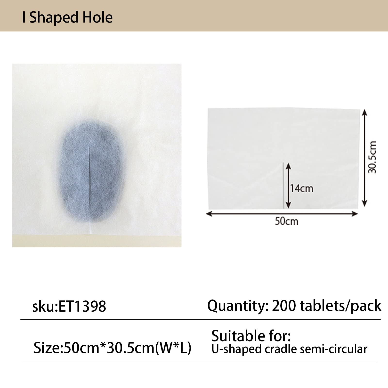 Elitzia 200pcs Disposable Face Pillow Covers - Ultra Soft I-Shaped Hole Design for Massage Tables & Chairs - Hygienic & Convenient Spa & Salon Essentials (ET1931) - Perfect for Facial Treatments, Massage Therapy & Salon Hygiene Maintenance