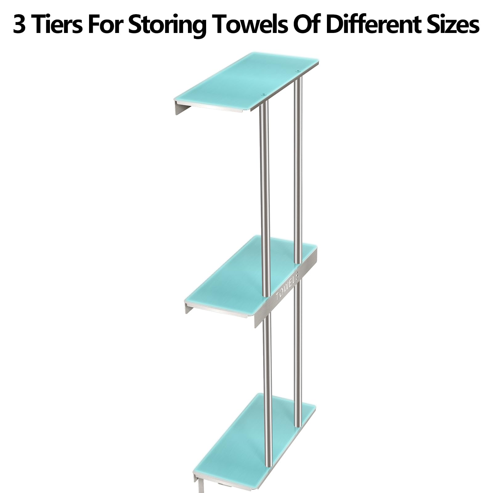 3-Tier Wall Mounted Towel Rack with 4 Hooks - Brushed Nickel Bathroom Towel Storage Organizer for Rolled Towels, Hand Towels & Washcloths - Perfect for Small Bathrooms, Spa & Guest Rooms