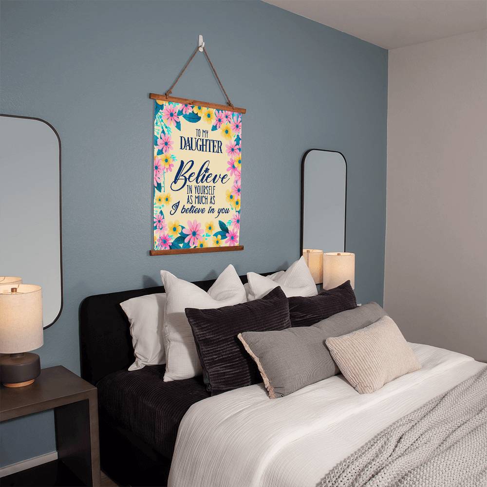 To My Daughter Gifts from Mom - Inspirational Wall Tapestry with 'Believe in Yourself' Quote - Perfect for Bedroom Decor, Dorm Room, or Special Occasion Present