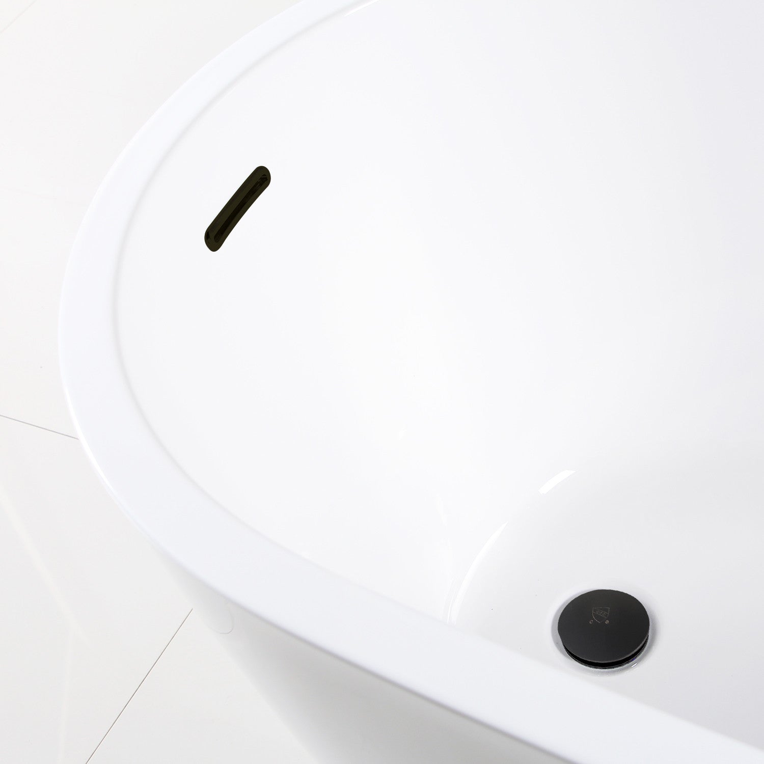 Aqua Eden 59 Inch Acrylic Oval Freestanding Bathtub - Glossy White/Matte Black Slipper Tub with Drain | Modern Bathroom Luxury for Spa-Like Relaxation at Home